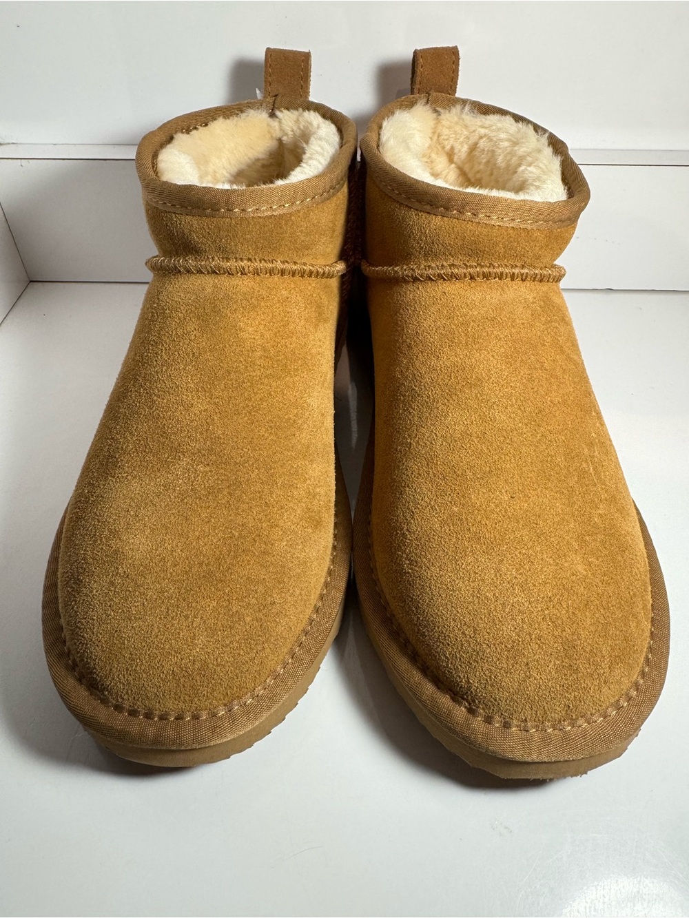 Bebealy Women’s Chestnut Faux Suede Fur-Lined Ankle Boots Size 39 / US 8.5